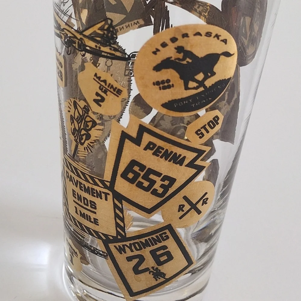 Chicago Road Trip Highball Glass and Hazel Atlas Illinois Frosted Glass